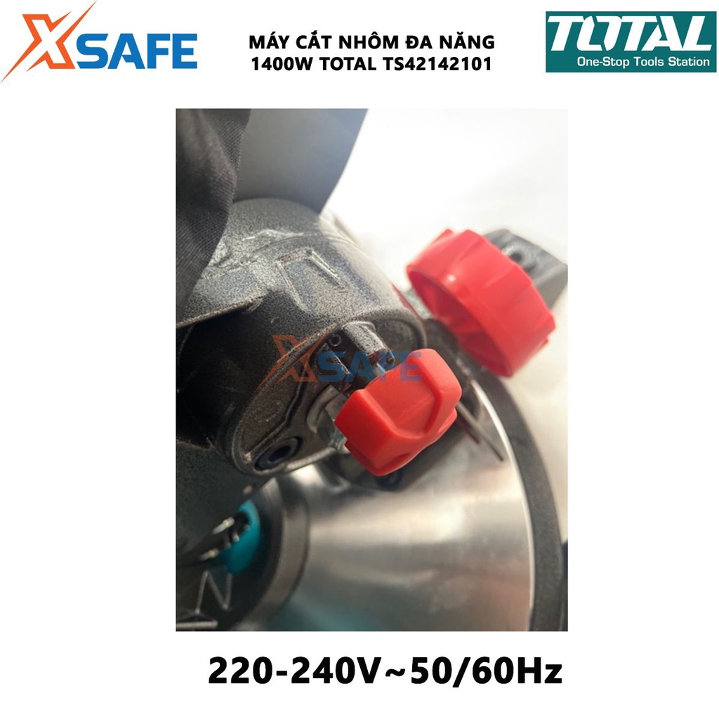 Máy cắt nhôm TOTAL TS42142101 Máy cắt sắt/gỗ 1400W, kích thước lưỡi 210x25.4mm, bàn cắt nhôm, có túi giữ bụi, kèm 1 lưỡi