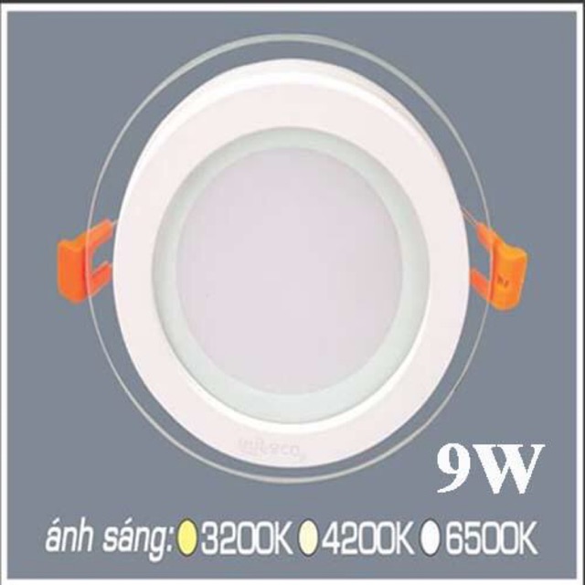 Đèn led âm trần 9W 3 màu mặt kính trong suốt, đế nhôm tản nhiệt dày chuyên công trình nhà phố, trung tâm thương mại