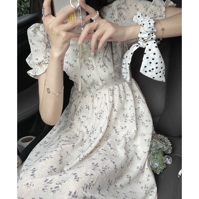 Đầm Voan Tay Phồng Thời Trang Pháp Thanh Lịch Cho Nữ