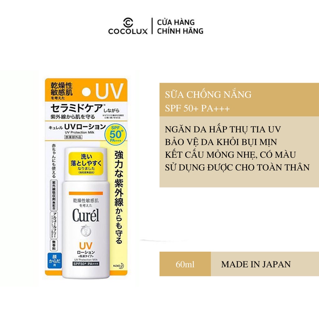 Sữa Chống Nắng Curel UV Protection Milk SPF 50+ PA+++ 60ml