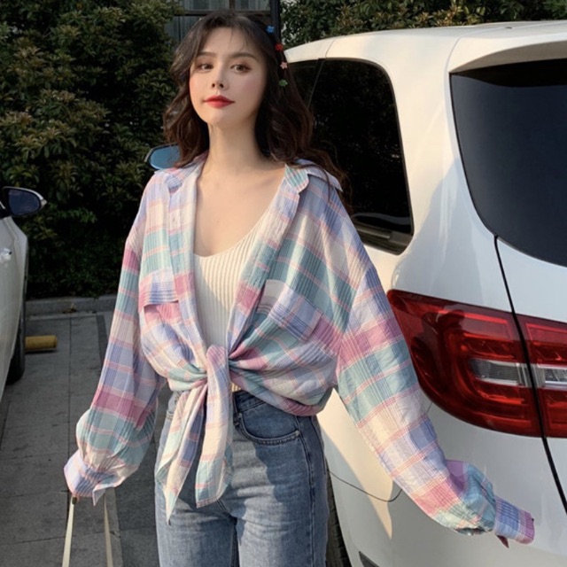 Bigsize XL-3XL Áo sơ mi kẻ dễ phối đồ