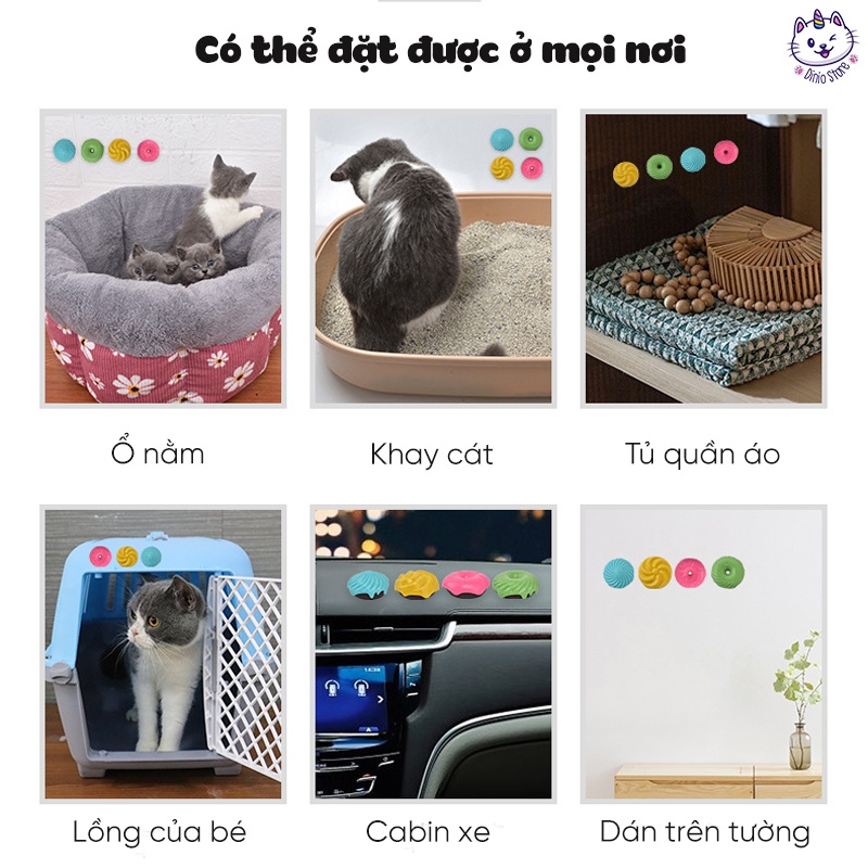 Combo 4 bánh khử mùi vệ sinh cho mèo hình bánh Donuts - Thơm phòng và lưu hương