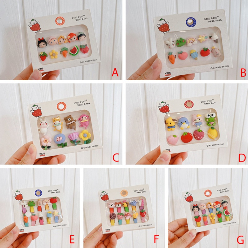 Set 10 Kẹp Tóc Nhỏ Hình Động Vật Dễ Thương Cho Bé Gái