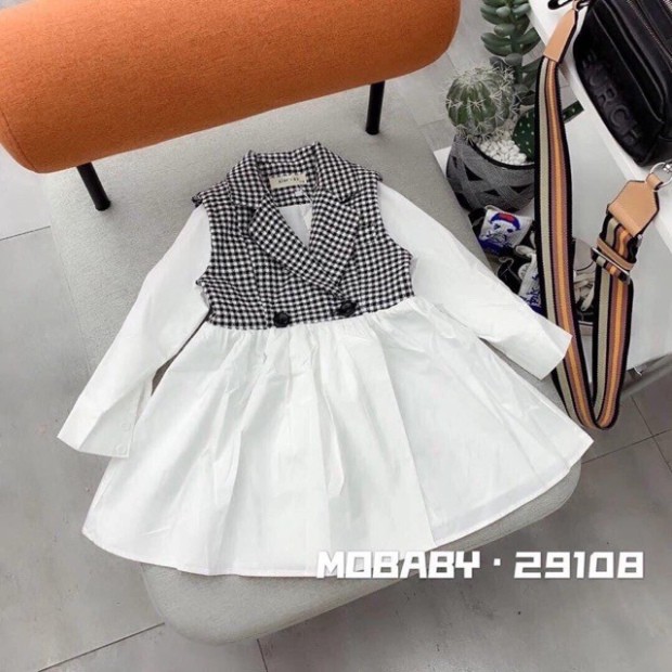 Xả Váy trắng phối cổ dạ vest bé gái