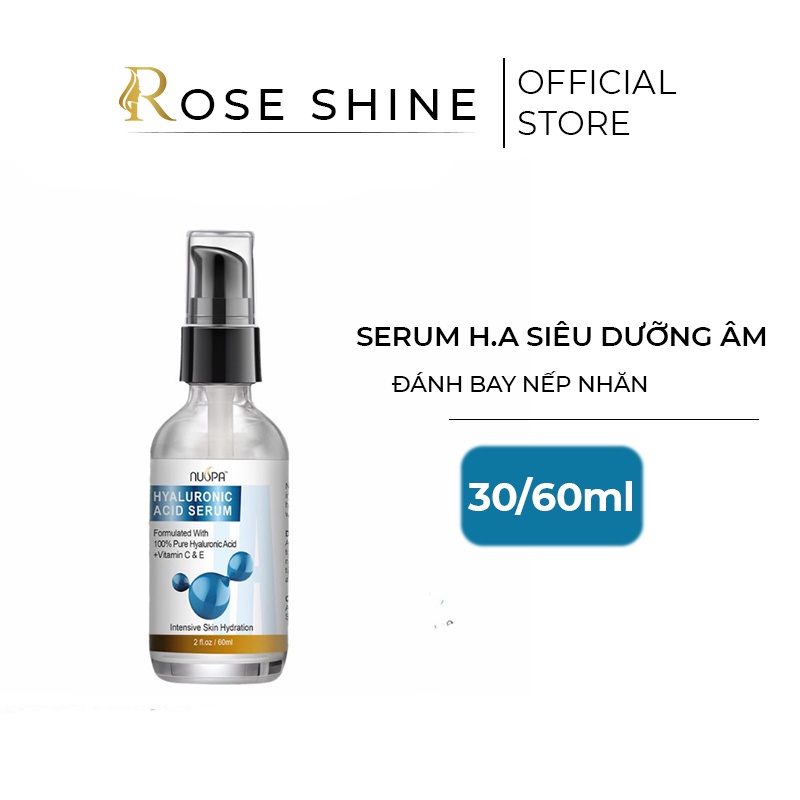 Hyaluronic Acid Tinh chất Cấp Ẩm, Phục hồi Da, NUSPA 30ml/60ml -Siêu Dưỡng Ẩm Hữu Cơ - Roseshine