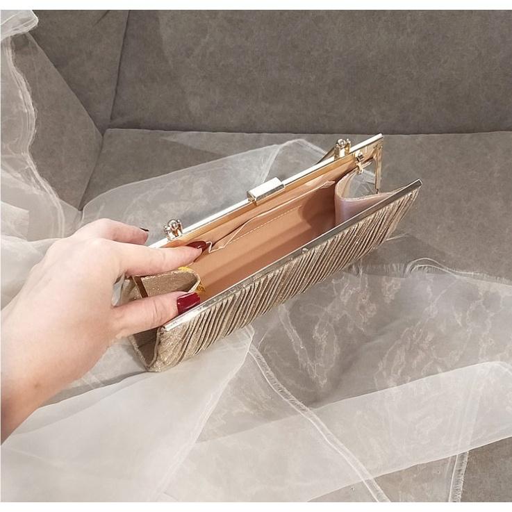 Clutch nữ dự tiệc kim tuyến có quai xách cực sang chảnh CY26 sang trọng phú phái dự tiệc D&H STORE