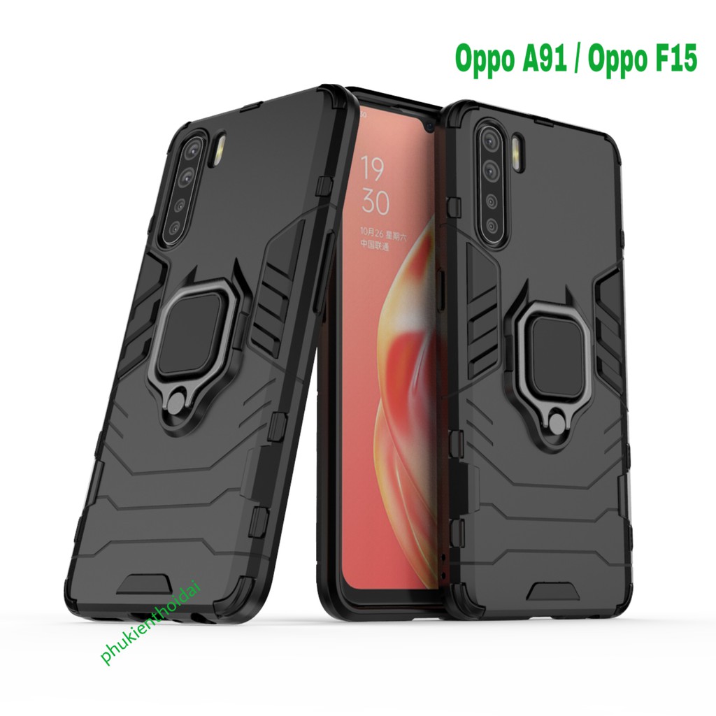 Ốp lưng Oppo A91 / Oppo F15 Iron Man Iring chống sốc chống va đập mạnh siêu bền giá đỡ mặt lưng
