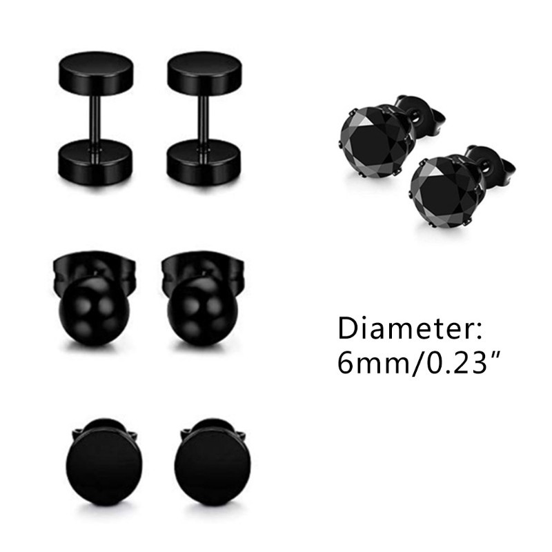 Set 6 Đôi Bông Tai Bằng Thép Không Gỉ Thời Trang Cho Nam Và Nữ