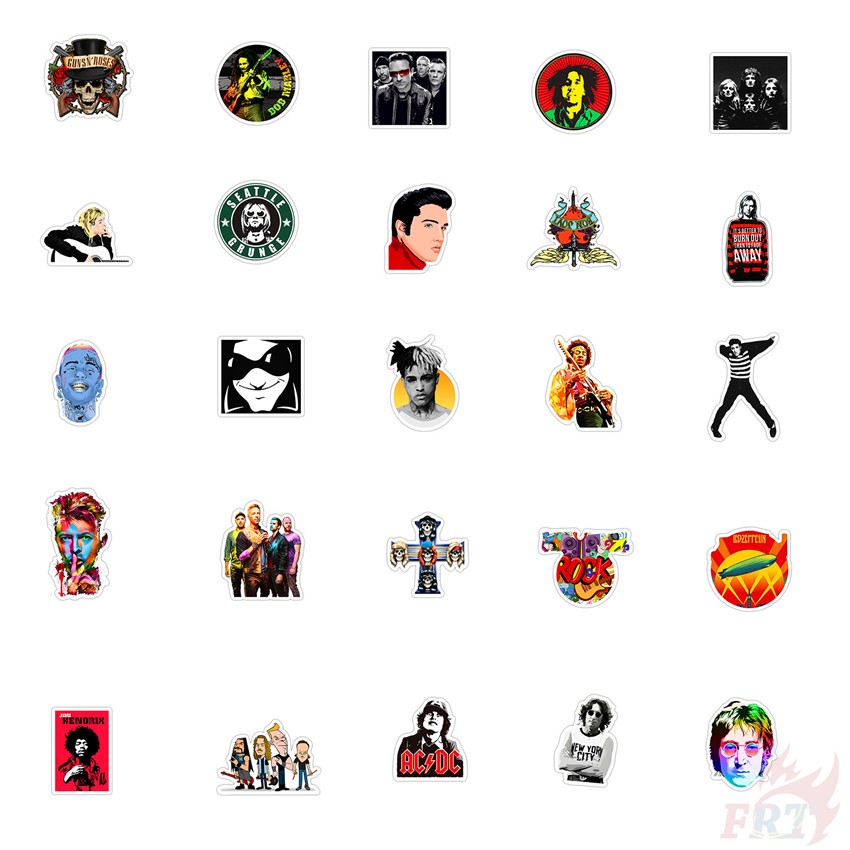 Bộ 100 Miếng Dán Chống Thấm Nước Hình Ca Sĩ Nhạc Rock