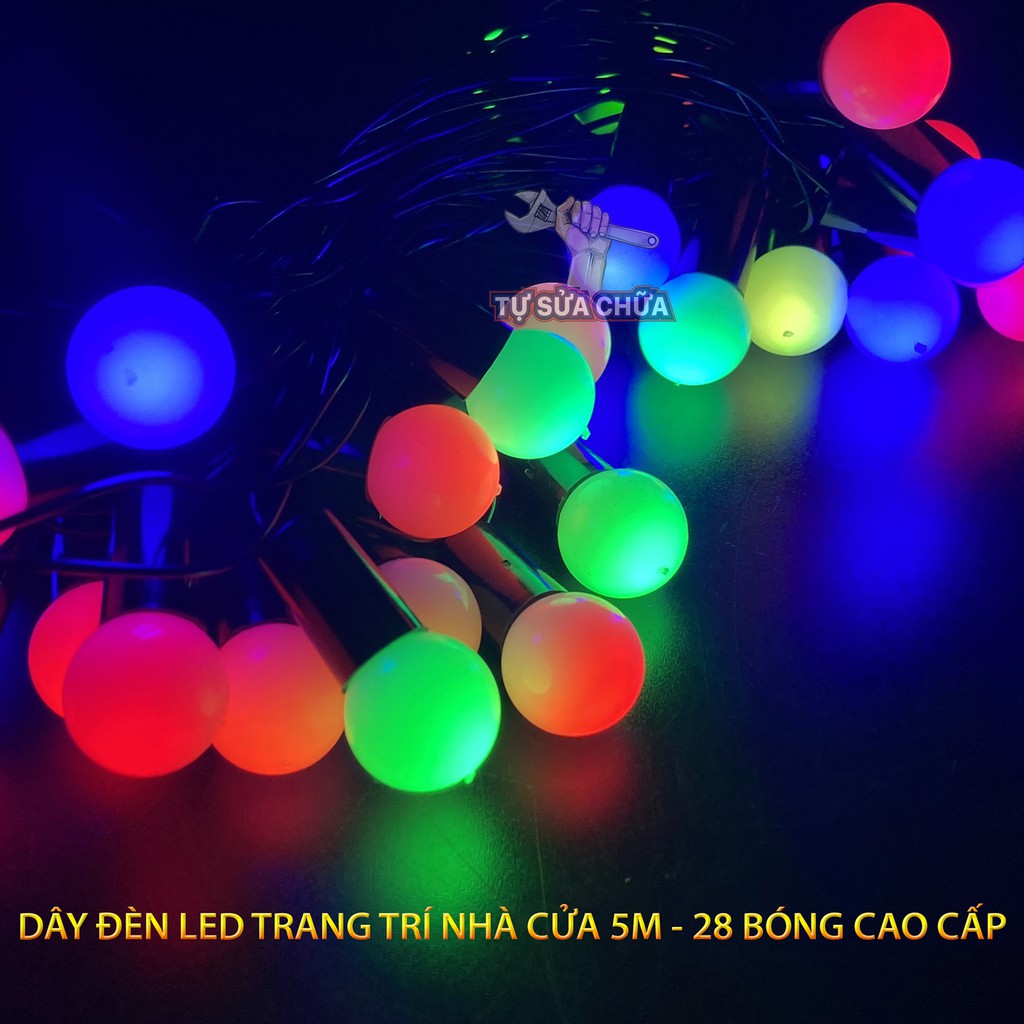 Dây đèn nháy trang trí nhà cửa loại 5m 28 bóng led tròn, hàng chất lượng, hình ảnh thực tế đẹp hơn trên hình, đèn tết