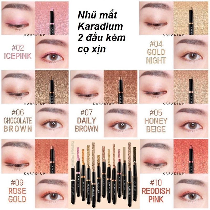 Nhũ mắt dạng sáp 2 đầu Karadium Shinning Pearl Shadow Stick