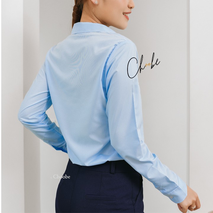 Áo sơ mi nữ dài tay chất cải lụa mềm , công sơ học sinh mặc được | BigBuy360 - bigbuy360.vn