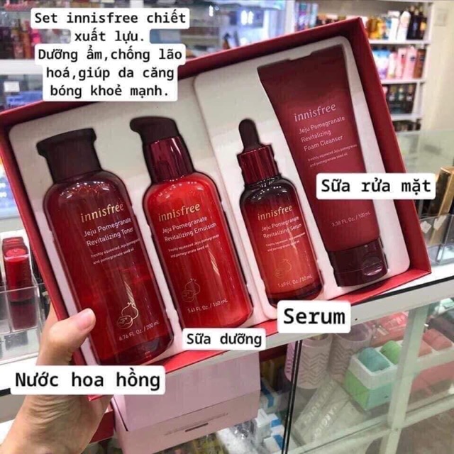 Bộ sản phẩm dưỡng da Innisfree/ Bộ dưỡng da Lựu đỏ/ Bộ dưỡng da Hàn Quốc