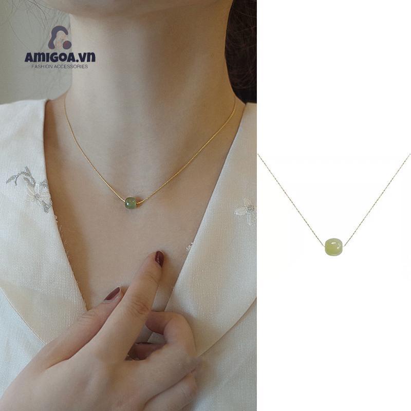 ✨✨Vòng cổ Hạt Ngọc Bích Ba Thế Giới May Mắn Cao Cấp Phong Cách Cổ Điển Sang Trọng Cho Nữ