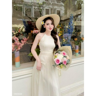 Váy maxi cổ yếm xẻ eo Charme 403024