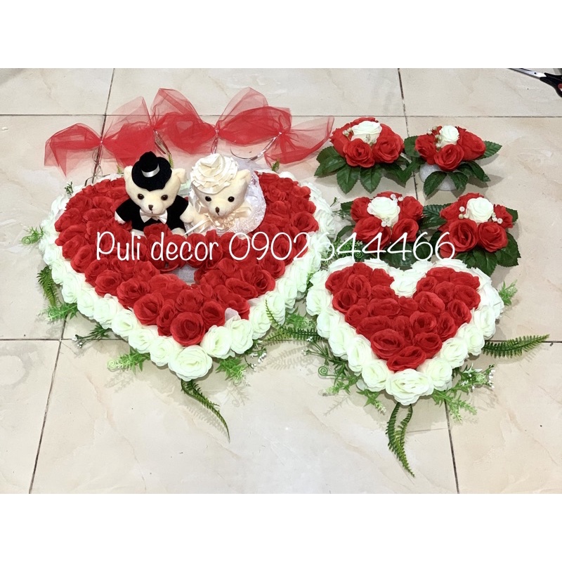 Bông Gắn Xe Đám Cưới Cao Cấp - Hoa Xe Cưới - Bộ Bông Gắn Xe Cưới, Xe Hoa, Xe Rước Dâu