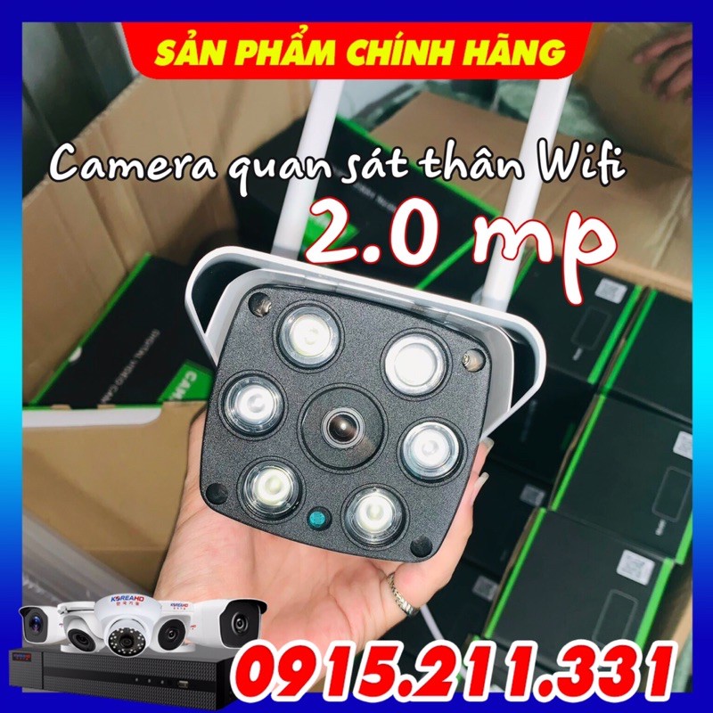 Camera wifi thân ngoài trời  ICSEE/XMEYE - PORT 34567/ 2.0 soi ban đêm có màu + nguồn + chân đế nhựa