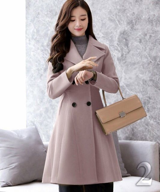 Hàng nhập - Áo khoác dạ nữ form dài thắt eo