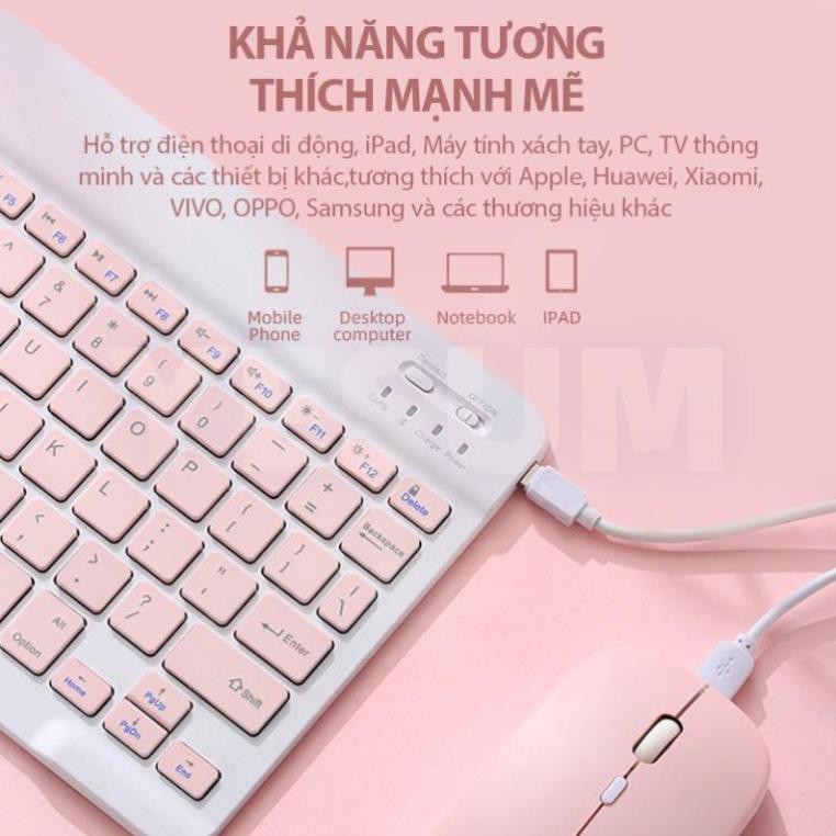 Bàn phím Bluetooth không dây 10 inch Bộ chuột di động nhẹ cho điện thoại iPad Nhiều màu sắc .