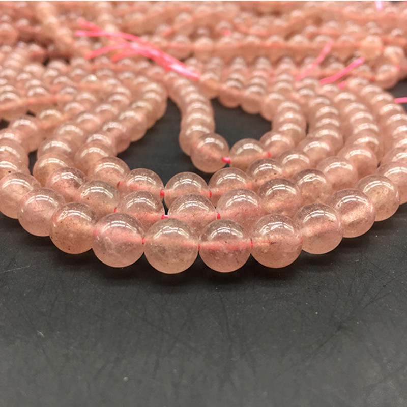 Chuỗi Hạt Đá Thạch Anh Tự Nhiên Hình Trái Dâu 4-12mm Dùng Làm Vòng Đeo Tay diy