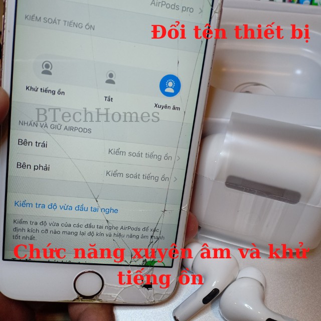 [ Tặng Bao Đựng ] Tai Nghe Không Dây AirPods Pro Tai Nghe Bluetooth AirPods Hàng Cao Cấp Chống Ồn Hiện Đại Đổi Tên