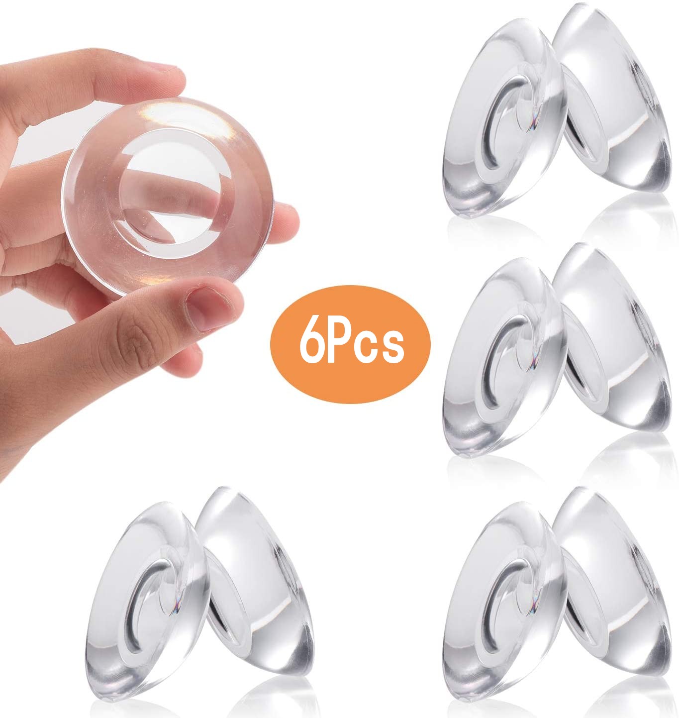 Bộ 6 Miếng Silicon Cao Su Mềm Dán Tường / Cửa Chống Va Đập Có Thể Tái Sử Dụng