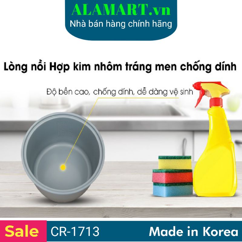 Nồi cơm điện 3,0L Cuckoo CR-1713 nhập khẩu Hàn Quốc dùng gia đình 6 - 12 người ăn nấu 1,5 kg gạo