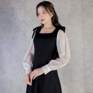 Váy Đen Tay Bồng( ảnh thật shop chụp)