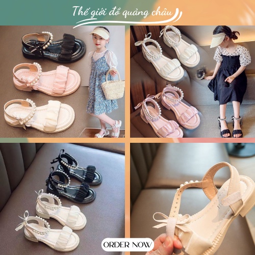 Sandal công chúa dành cho bé gái đính hạt và nơ siêu xinh - Hàng Quảng Châu Cao Cấ (2273)