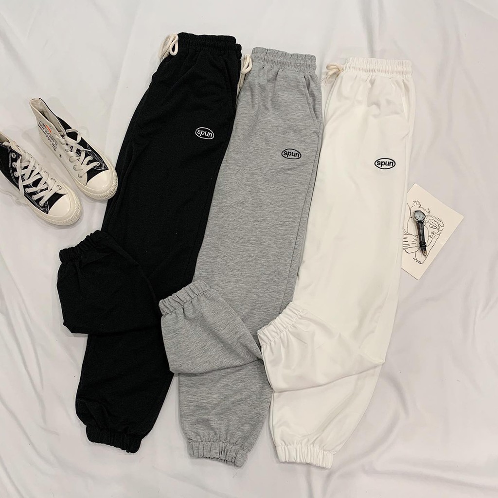Quần Jogger SPUN Nam Nữ Unisex ❤️ quần dài ống suông bo chân vải THUN da cá mịn, không nhăn, thoáng mát chính hãng
