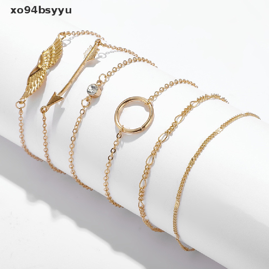 Set 6 Vòng Tay Xo94Bsyu Hình Cánh Mũi Tên, Lá Và Lá