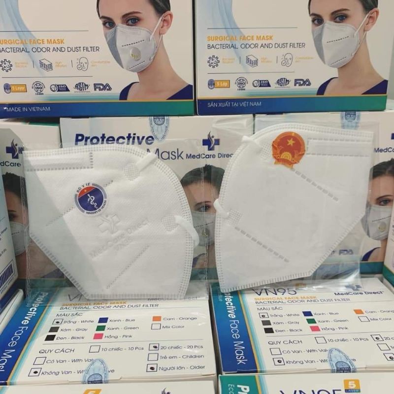 KHẨU TRANG CAO CẤP N95 LOGO QUỐC HUY - hộp 20pcs