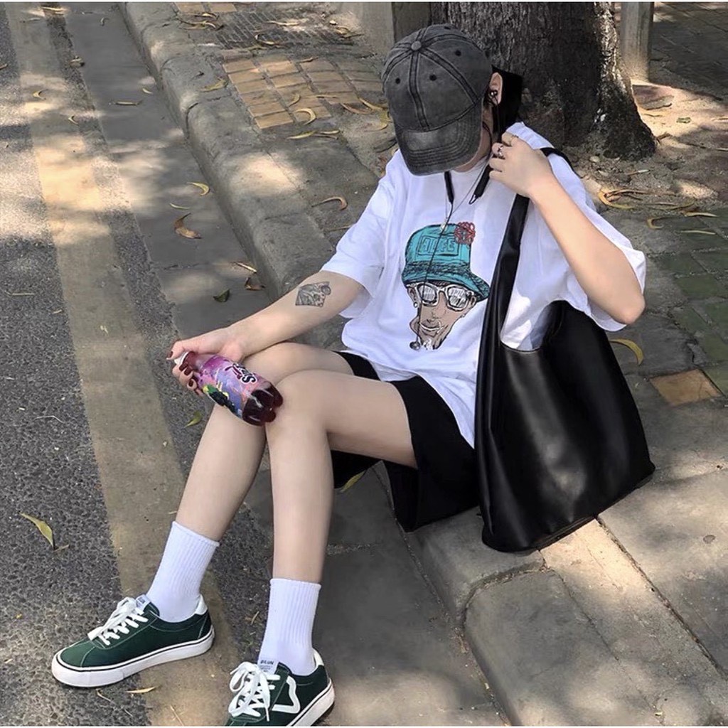 Set Cộc Đùi Alife Nữ [FREESHIP]  Bộ đồ quần short đen áo thun tay lỡ form rộng, phông màu trắng Ulzzang siêu HOT