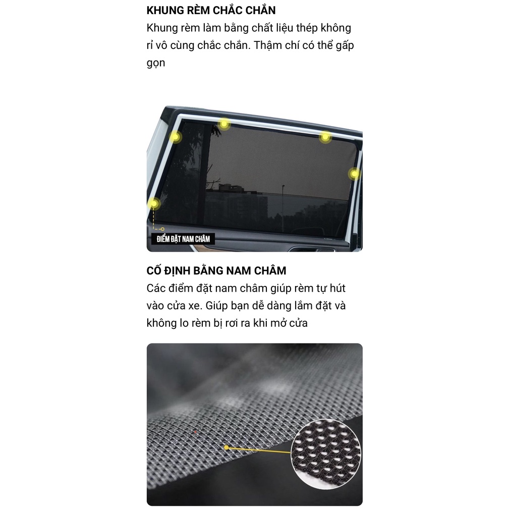 Rèm che nắng ô tô NAM CHÂM theo xe ⚡FREE SHIP - MỚI NHẤT⚡ - Combo 4 tấm chắn nắng - HÀNG LOẠI 1 DÀY DẶN VIỆT NAM