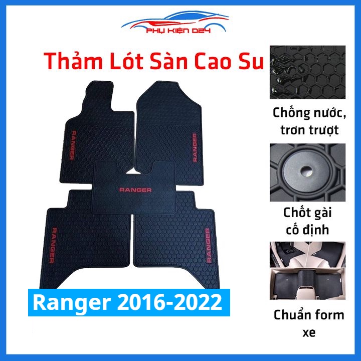 Lót sàn ô tô cao su Ranger 2016-2017-2018-2019-2020-2021-2022 không mùi chống trơn trượt