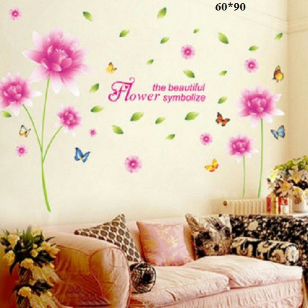 Decal dán tường hoa xinh