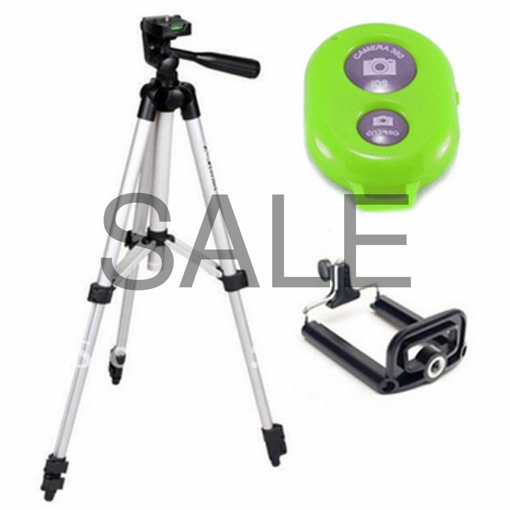 Combo 3 món chân đế chụp hình Tripod TF-3110+kẹp điện thoại+remote bluetooth tặng 1 chân đế YT228 Loại tốt