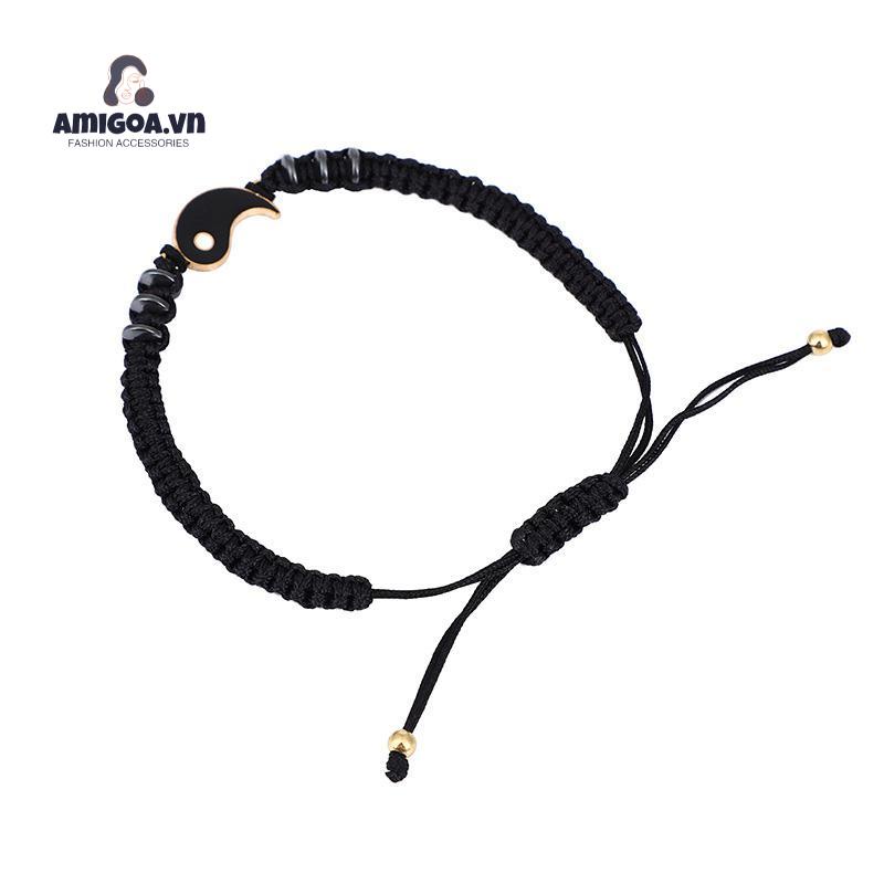 ✨✨Vòng tay đôi dây vải bện mặt hình thái cực quyền thiết kế độc đáo dành cho các cặp đôi, bạn thân vòng tay vải đôi quà tặng ý nghĩa