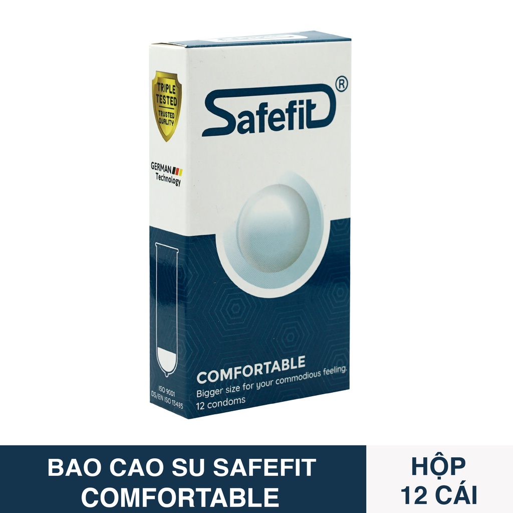 [ Bao Gia Đình ] Hộp 12 Cái Bao Cao Su SAFFEFIT Comfortable Gia Đình Trơn Mỏng - Không Hôi Cao Su
