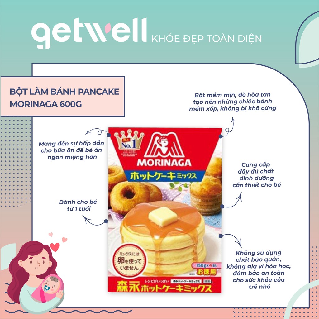 [Mã GROSALEHOT giảm 8% đơn 250K] BỘT LÀM BÁNH PANCAKE MORINAGA 600G