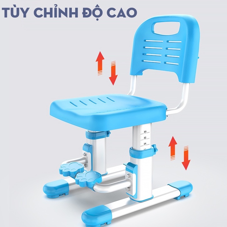 Ghế học sinh, ghế ngồi học cho bé tiểu học tùy chỉnh chiều cao có gác chân