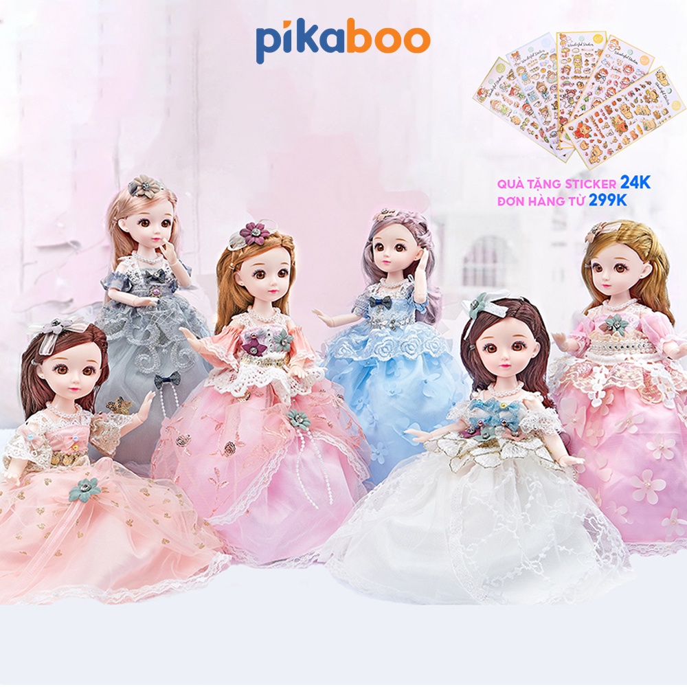 Đồ chơi búp bê thời trang bé gái cao cấp Pikaboo size 30cm khớp tay chân linh hoạt chất liệu an toàn cho bé từ 3 tuổi