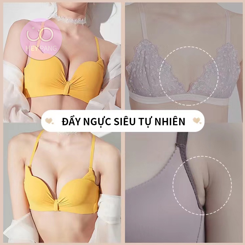 Áo lót nữ không gọng nâng ngực tai mèo khoét chữ V sexy vải thun lạnh mềm mại HEYPANG VN043