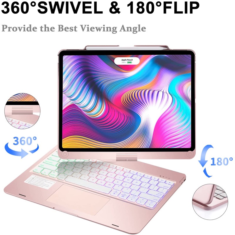 Bao Da Máy Tính Bảng Tích Hợp Bàn Phím bluetooth Không Dây Cho ipad pro 12.9 3th 4th gen 5th generation 2018 2020 2021 Vỏ