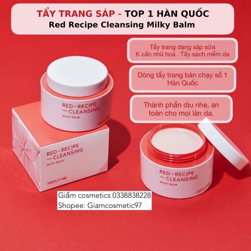 Sáp Tẩy Trang Dạng Sữa About me Red Recipe Cleansing Milky Balm