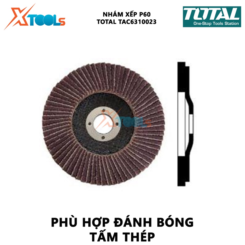 Nhám xếp cho máy mài TOTAL TAC6310023 Nhám xếp P60 100mm*16mm đánh bóng thép, gang và tấm thép [XSAFE][XTOOLs]