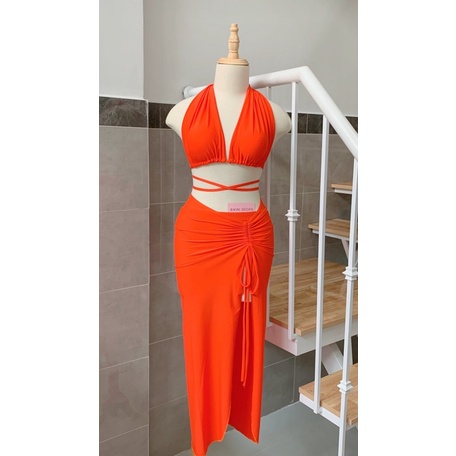 Bikini Đồ Bơi Set 3 Món Đi Biển Váy Rút GK0302 (Ảnh Thật)