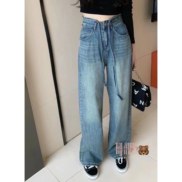 Mã 3266-672(Sớ chun eo) QUẦN JEAN SUÔNG MÀI BUỘC DÂY
