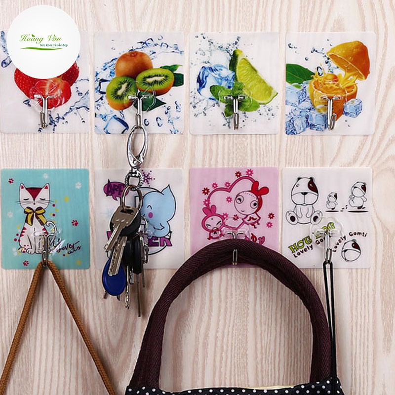 [Combo 20] Móc treo đồ dán tường họa tiết 3D siêu cute bám dính tốt - KT 8.5x8cm