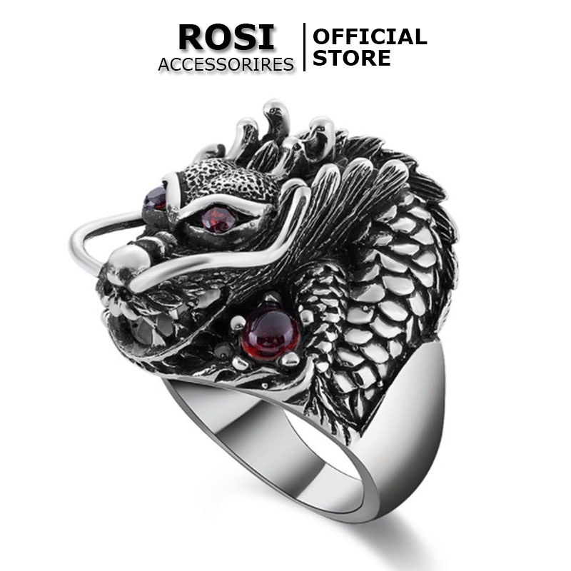 Nhẫn rồng nam bản lớn, nhẫn đầu rồng mạnh mẽ cá tính titanium